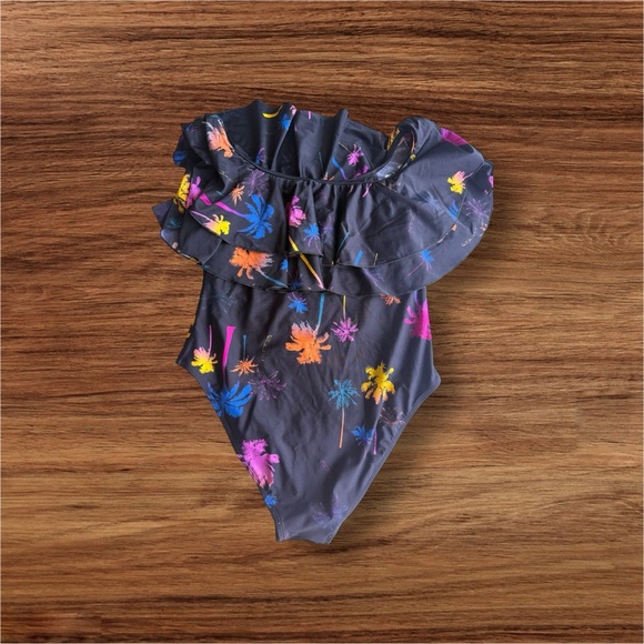 Infamous Swim Colorful Floral Swimsuit palm trees stamped size XL - Picture 3 of 16